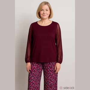 Antthony Women's 2 piece Pull on Mesh Knit Pant Set, Size 2X, Burgundy, Black